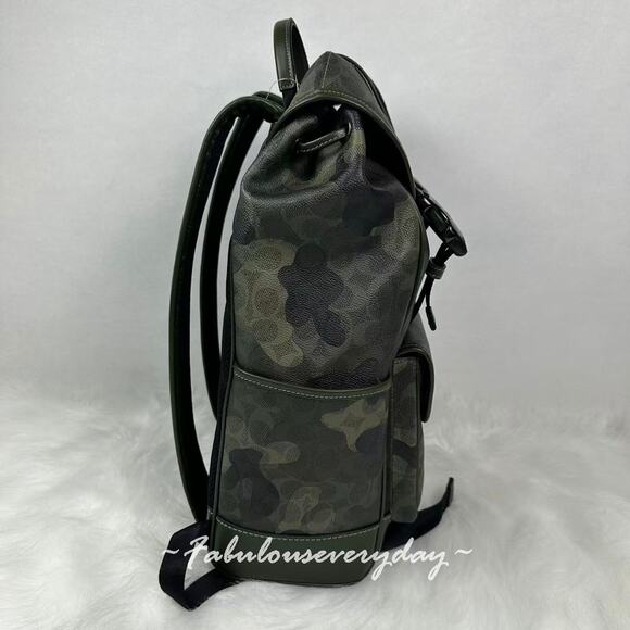 COACH MEN'S Signature Camo League Flap Backpack In Signature Camo CAF98 NWT - Picture 4 of 10